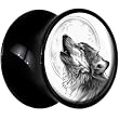 18mm Black Acrylic Howling Wolf Saddle Plug