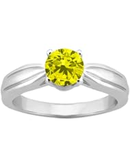 1.10 Ct Round Canary SI1/SI2 Diamond 14K White Gold Ring