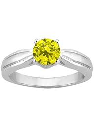 1.10 Ct Round Canary SI1/SI2 Diamond 18K White Gold Ring