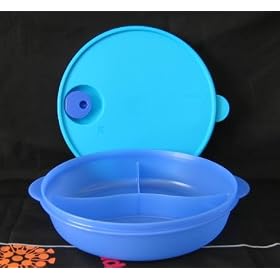 Tupperware Crystalwave Divided Dish Brilliant Blue Aqua by Tupperware