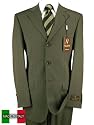 Valenti Olive Mens Suits Italian Super 150s Merino Worsted Wool Hand Tailored Made in Italy Canvas Front Jacket and Pants Year Round Use