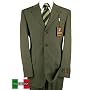Valenti Olive Mens Suits Italian Super 150s Merino Worsted Wool Hand Tailored Made in Italy Canvas Front Jacket and Pants Year Round Use