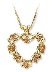 Landstroms Black Hills Gold Heart Pendant with Roses - 03615