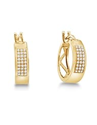 0.16 cttw. Diamond Earrings Micro Pave Hoops 10K White Gold