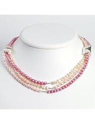 Sterling Silver Lavender/Peach/Pink Cultured Pearl Necklace
