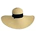 Luxury Divas Tan Wide Brimmed Floppy Hat with Black Ribbon Hat Band