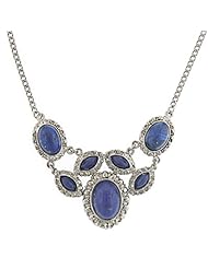 Blue Nile Cabochon Statement Necklace Silver Tone