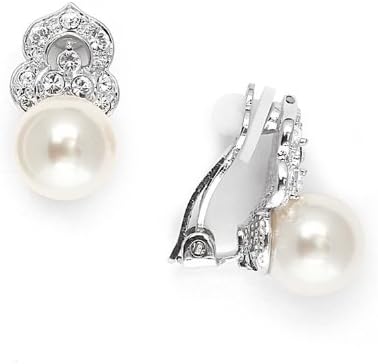 CZ & Soft Cream Pearl Cip-On Earrings