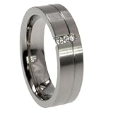 316L stainless steel ring with cubic zirconia stones - Width: 7mm (Sizes 8-12)