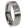 316L stainless steel ring with cubic zirconia stones - Width: 7mm (Sizes 8-12)
