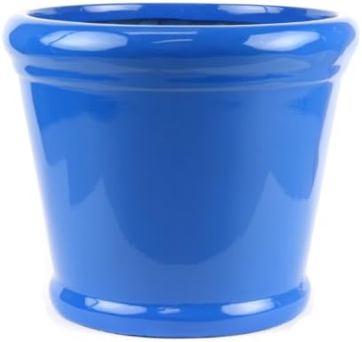 Potenza Rolled Rim - Fiberglass Planter | Indoor/Outdoor Planter - 11.5"d x 9.5"h - Cobalt Blue Finish