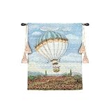 Review ArtExpression  / Balloon Over Poppy Field - Artist: Alexandra Churchill - Fabric Size: 27.00 by 34.00 inches Wall Tapestry with hanging rods and tassels included