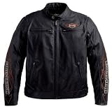 Harley-Davidson® Men's Ride Ready Leather Jacket. Lightweight. Embroidered graphics. 98000-10VM