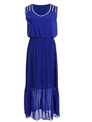 Elasticized   Waistline Pleated   Dress With Rhinestones