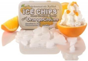 ICE CHIPS Orange Cream Xylitol Mints 6 Single Tins by Ice Chip Candy