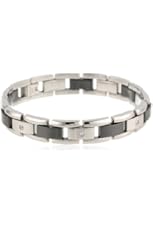 Men's Stainless Steel and Black Ceramic Bracelet with 0 .105 cttw Diamonds