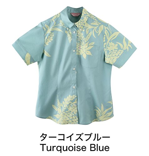 (マジュン) MAJUNかりゆしウェア(沖縄版アロハシャツ) レディース ボタンダウン　袖口カフス ジンジャーパイン（シャツ）