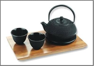 5 Piece Cast Iron Tetsubin Tea Set in Black