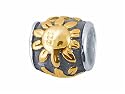 Zable(tm) Sterling Silver Gold Sunflower Barrel Bead / Charm