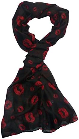 Gusmin Sexy Lips Print Fashion Women Scarves Winter Soft Wrap Black
