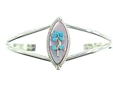 Beautiful! Genuine Zuni Sterling-silver Tree of Life Pink Shell-inlay Women's Bracelet