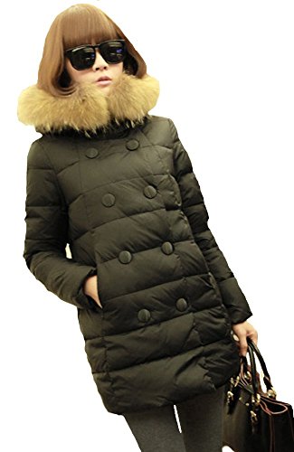 レディーズ (4色選択) ミディアム丈 ボリュームファー 中綿ダウンジャケット　オリジナルBAGセット#807　オレンジ イエロー グリーン ブラック 蛍光 黄色 緑 黒 ダウン ジャケット コート フード アウター シンプル レディースコート レディースジャケット 女性コート 女性ダウン