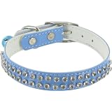 Rodeo Drive Rhinestone Dog or Cat Collar with Bell by Kakadu Pet, Small, 1/2 x 14, Blue