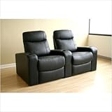 IMAGE OF Leather Home Theater Recliner Set of Two in Black