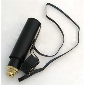 Hand Held Brass Telescope with Leather Case & 12x Magnification 15"