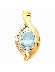 18K Yellow Gold Oval Cut Sky Blue Topaz Pendant -- LIFETIME WARRANTY