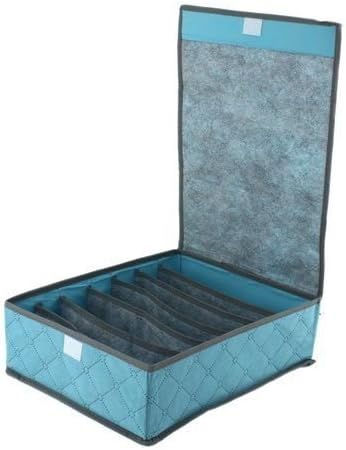 Blue Storage Box Case Underwear 8 Cell Bras Closet Organizer Drawer Tie Storage Box L