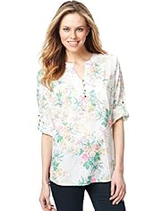Open Neck Collar Fluro Floral Top