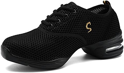 ZHIJING Women's Light Comfort Mesh Dance Sneaker Cheerleading Shoes,us8.5,black yellow