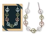 Peace Sign Tri-Tone Necklace Gift Boxed