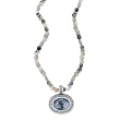 .925 Silver & Moss Agate Beaded Necklace with Pendant- 18"+2"