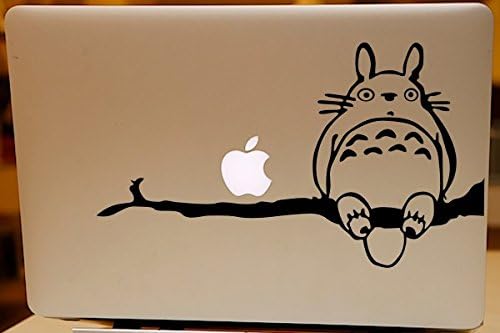 Totoro on Tree Branch Macbook Decal for Apple Macbook 13" 15" 17" Black Totoro Laptop Sticker Vinyl Art Decal
