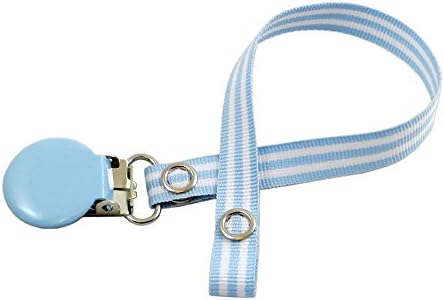 Striped Boys Girls Unisex Pacifier Holder Clip (baby blue)