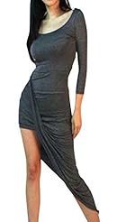 Sexy Long Sleeves Cotton Scoop Neck Sheath Slit Backless Jumpsuit/Maxi Dress 
