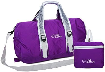 Live Active Compact Foldable Sports Gym Duffel Bag, Grape