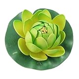 Como Float Foam Lotus Flower Lifelike Plant Decor Yellow Green for Aquarium Tank Pond image