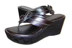 Coach Harley Womens 3" Wedge Sandal Shoes Metallic Gunmetal 8