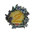Bejeweled Floral Photo Frame Elegant Purple Blue flowers