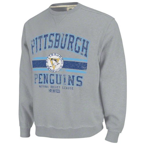 Pittsburgh Penguins Grey Team Classic Fleece Crewneck Sweatshirt