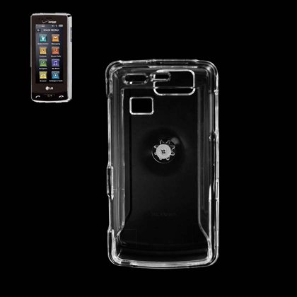 Fashionable Perfect Fit Crystal Clear Transparent Snap-on Hard Protector Skin Cover Cell Phone Case with Clip for LG VERSA VX-9600 Verizon - Clear