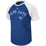 MLB Boys' Toronto Blue Jays Junior League Short Sleeve Raglan Overdyed Tee (Deep Royal Heather/White, X-Large)