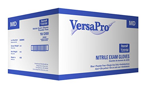 VersaPro Nitrile Exam Glove (Non-latex) Powder Free (Medium 2000/case)