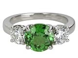 Platinum Tsavorite and Diamond Ring, (2.36 cttw tsavorite garnet, 1.06 cttw Diamond), Size 6