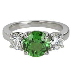 Platinum Tsavorite and Diamond Ring, (2.36 cttw tsavorite garnet, 1.06 cttw... by