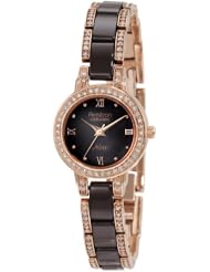 Armitron Womens 75/3919RGBN Brown Ceramic and Rose Gold-Tone Swarovski Crystal-Accented Bracelet Watch