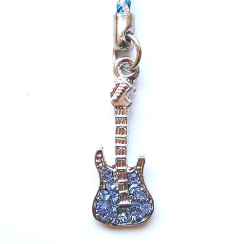 Cell Phone / Camera Charm Strap Beautiful Blue Diamond Guitar